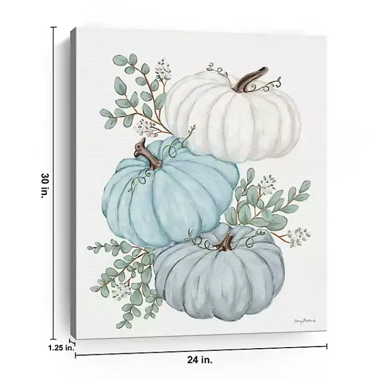 Fall>Kirklands Home Blue Pumpkin Trio Canvas Print