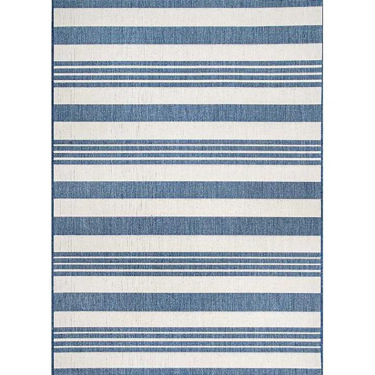 Kirklands Home Robin Stripe Outdoor Rug, 8x11 Blue Hot