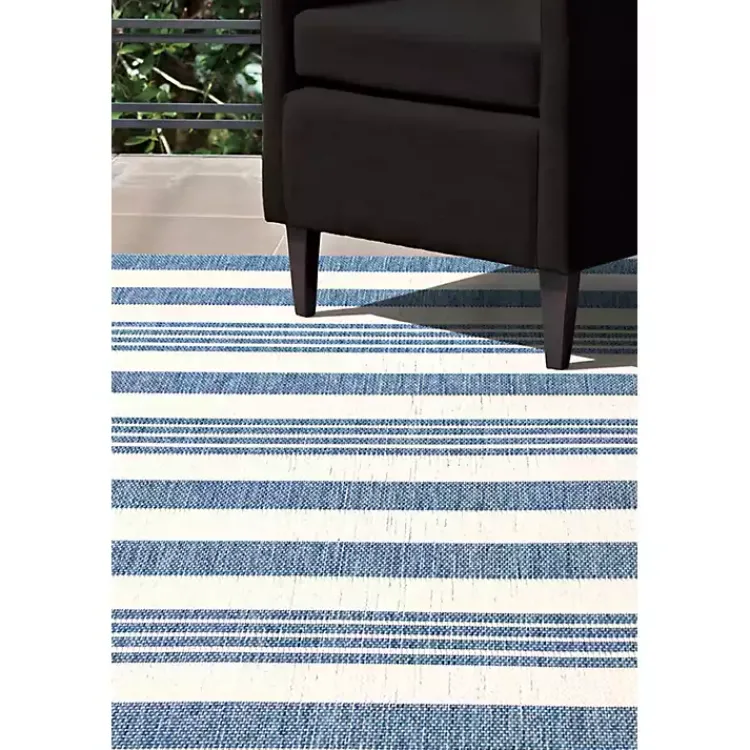 Kirklands Home Robin Stripe Outdoor Rug, 8x11 Blue Hot
