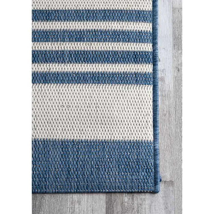 Kirklands Home Robin Stripe Outdoor Rug, 8x11 Blue Hot