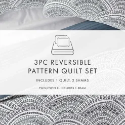 Kirklands Home Blue Scalloped Reversible 3-pc. Queen Quilt Set Hot