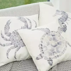Pillows>Kirklands Home Blue Seahorse Outdoor Pillow