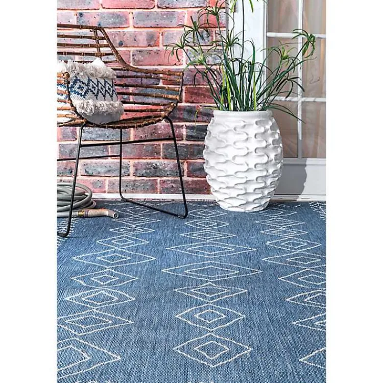 Kirklands Home Blue Serna Tribal Outdoor Area Rug, 8x11 Online