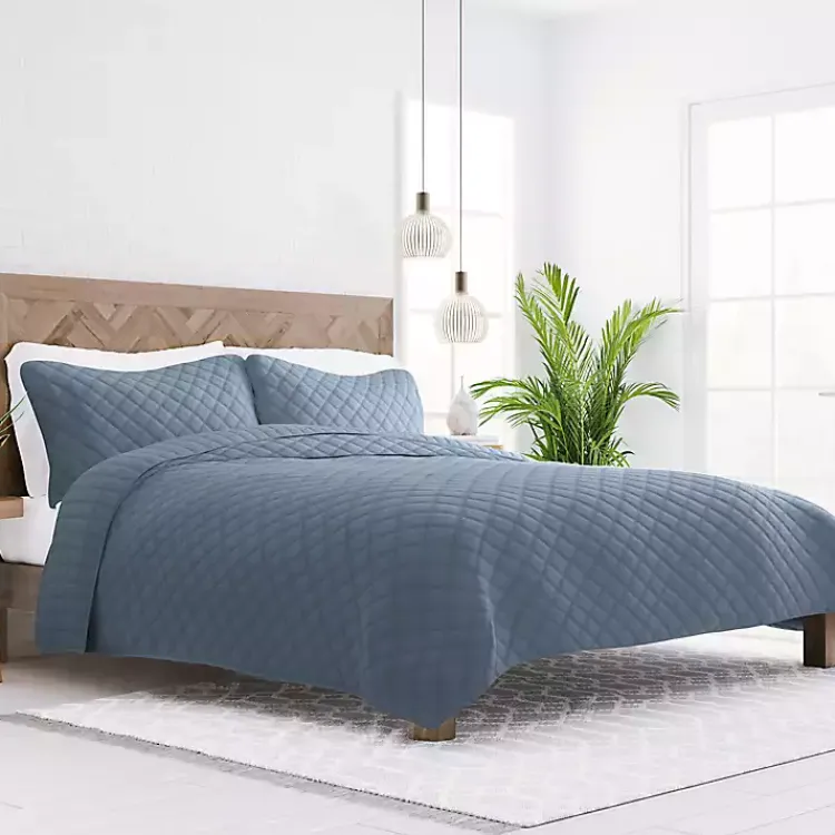 Kirklands Home Stitched Diamond 2-pc. Twin Quilt Set Blue Discount