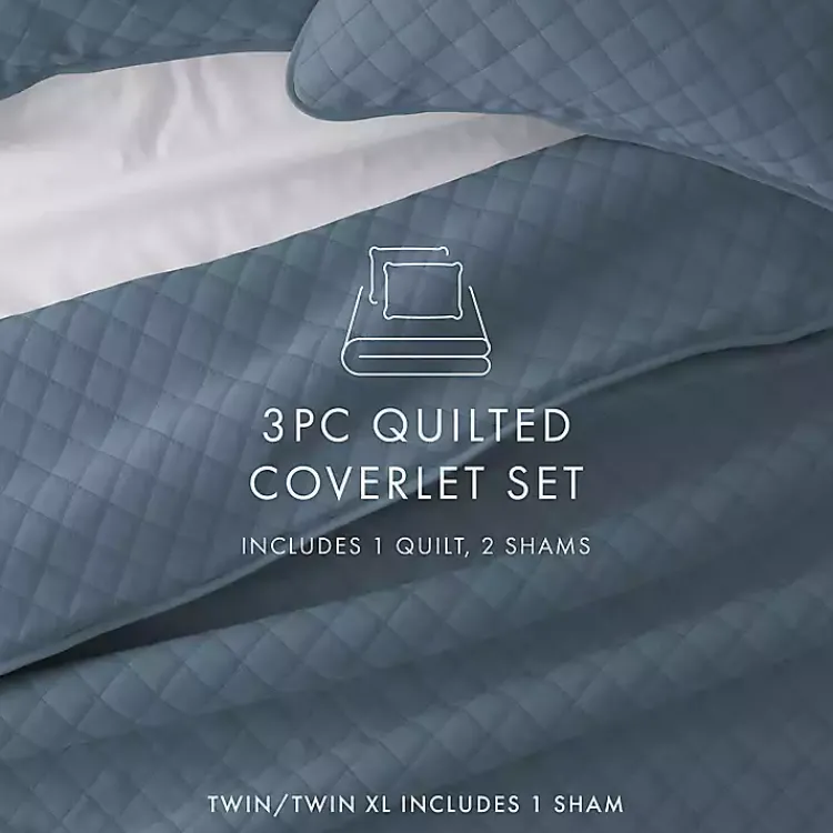 Kirklands Home Stitched Diamond 2-pc. Twin Quilt Set Blue Discount