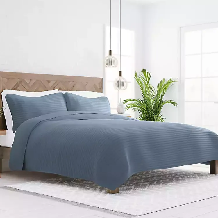 Kirklands Home Stitched Stripes 2-pc. Twin Quilt Set Blue Best