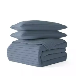 Kirklands Home Stitched Stripes 3-pc. Queen Quilt Set Blue Outlet