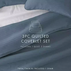Kirklands Home Stitched Stripes 3-pc. King Quilt Set Blue Hot