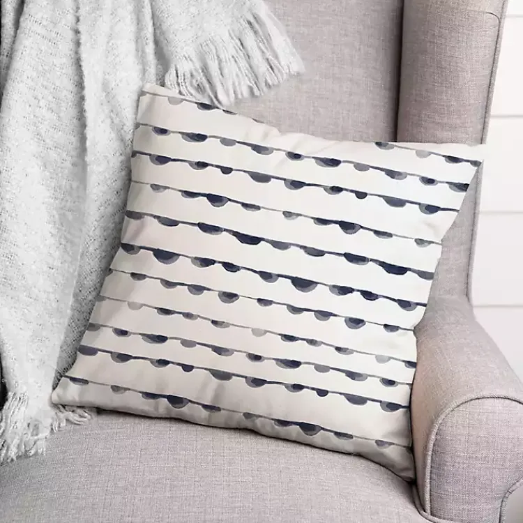 Pillows>Kirklands Home Blue Watercolor Dot Chain Pattern Pillow White