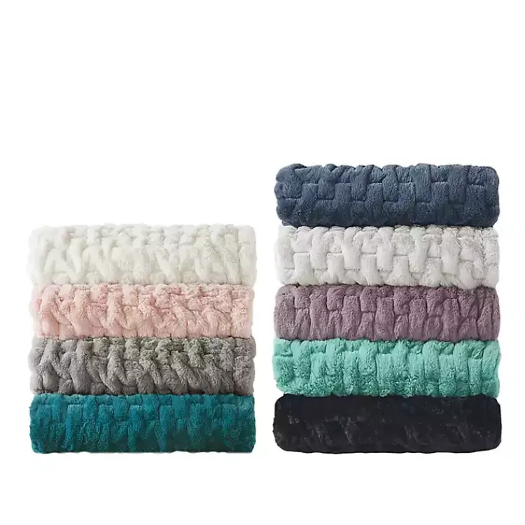 Blankets & Throws>Kirklands Home Blush Ruched Faux Fur Throw Pink