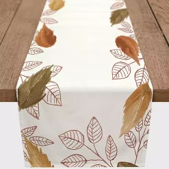 Fall>Kirklands Home Bordered Autumn Leaves Table Runner, 90 in.