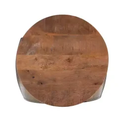 Kirklands Home Brass Hammered Drum Storage Coffee Table Brown