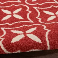 Kirklands Home Brick & Ivory Quatrefoil Indoor/Outdoor Rug, 4x6 New