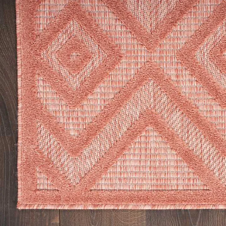 Kirklands Home Bright Coral Diamond Outdoor Area Rug, 6x9 Orange New