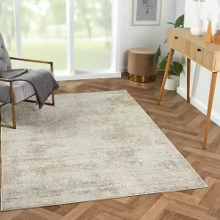 Kirklands Home Brisbane Beige Faded Damask Area Rug, 4x6 New