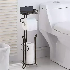 Kirklands Home Bronze Toilet Paper Storage Stand with Basket Brown Best