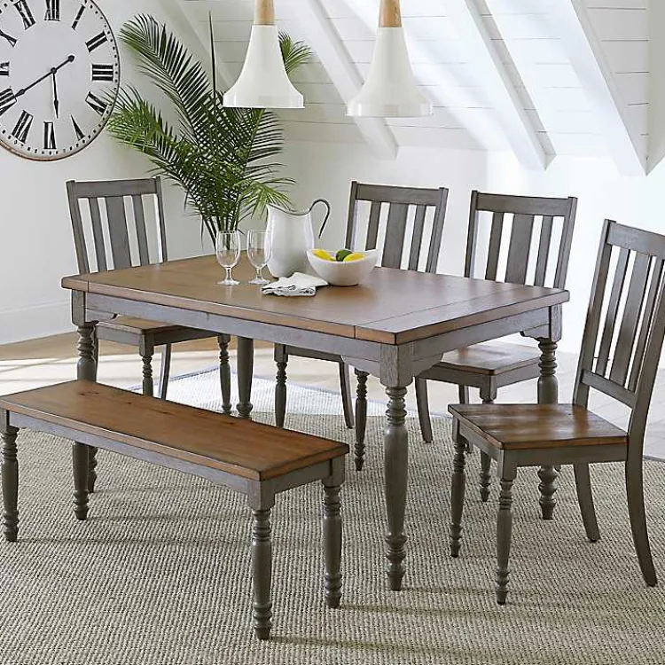 Kirklands Home Brown and Gray Traditional Wood Dining Table
