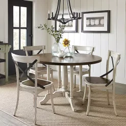 Kirklands Home Brown and White Round Wooden Dining Table Online