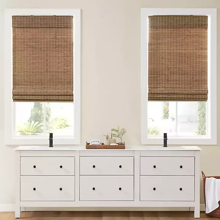 Kirklands Home Bamboo Light Filtering Roman Shade, 29 in. Brown Clearance