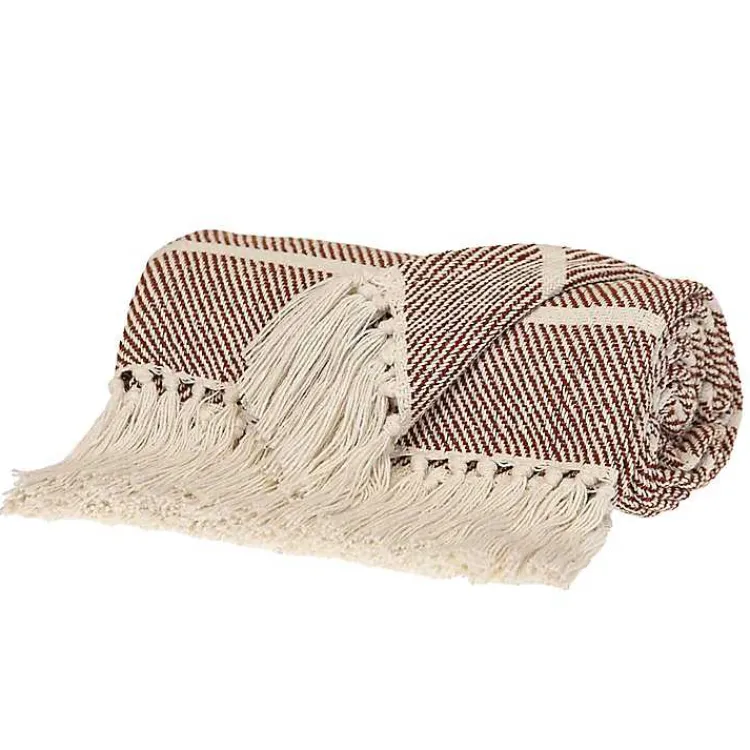 Blankets & Throws>Kirklands Home Herringbone Striped Throw Brown