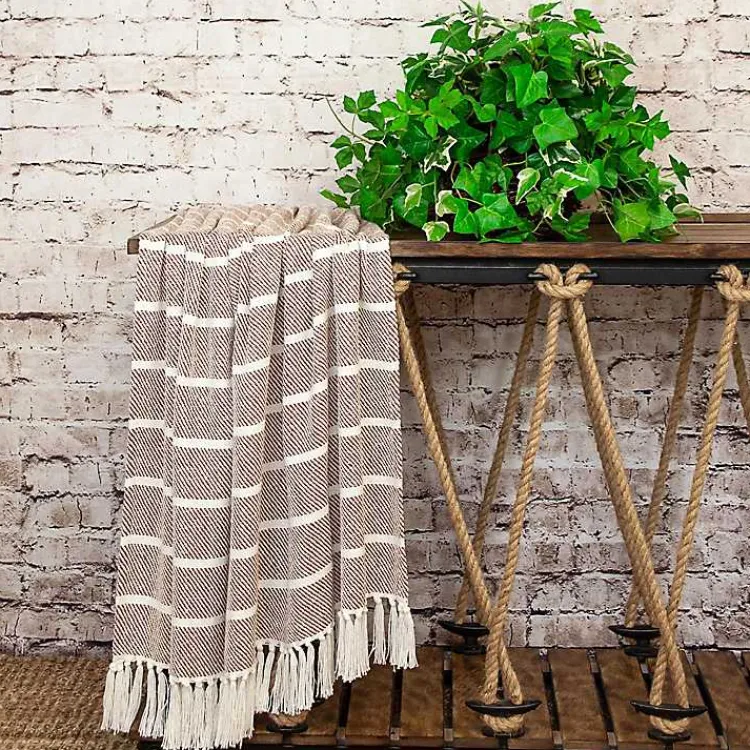Blankets & Throws>Kirklands Home Herringbone Striped Throw Brown