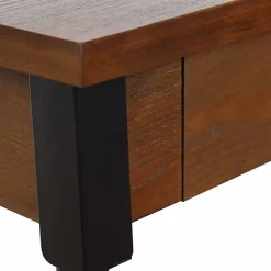 Kirklands Home Brown Wood and Black Metal Ruth Console Table Outlet