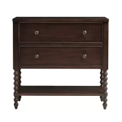 Kirklands Home Wood Turned Legs 2-Drawer Chest Brown Hot