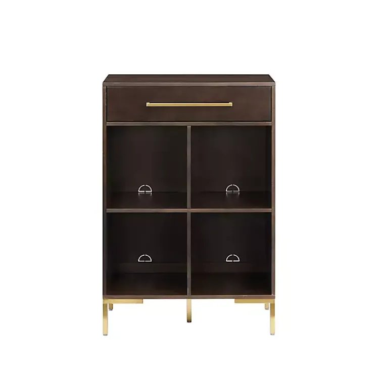 Kirklands Home Cadence Gold Record Storage Bookcase New