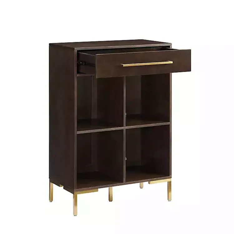 Kirklands Home Cadence Gold Record Storage Bookcase New