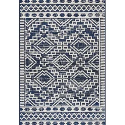 Kirklands Home Cammie Blue Moroccan Tribal Outdoor Rug, 8x10 Clearance