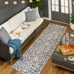 Kirklands Home Cauli Leopard Print Outdoor Runner Rug, 2x10 Black Discount