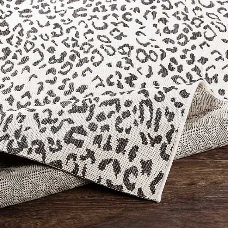 Kirklands Home Cauli Leopard Print Outdoor Rug, 7x7 Black Discount