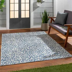 Kirklands Home Cauli Leopard Print Outdoor Rug, 7x10 Blue