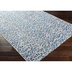 Kirklands Home Cauli Leopard Print Outdoor Rug, 8x12 Blue Hot