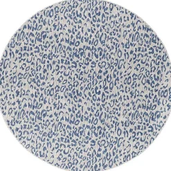 Kirklands Home Cauli Leopard Print Round Outdoor Rug, 5 ft. Blue Outlet