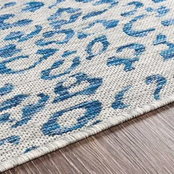 Kirklands Home Cauli Leopard Print Round Outdoor Rug, 7 ft. Blue Online