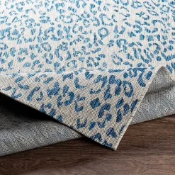 Kirklands Home Cauli Leopard Print Outdoor Rug, 6x6 Blue