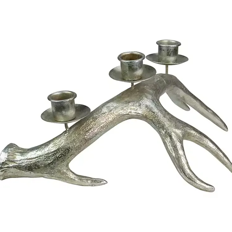 Christmas Decorations>Kirklands Home Champagne Deer Antler Taper Candle Holder Silver