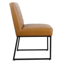 Kirklands Home Channeled Carmel Leather Dining Chair Brown New