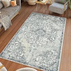 Kirklands Home Cholet Ivory Blue Medallion Area Rug, 5x7 Best