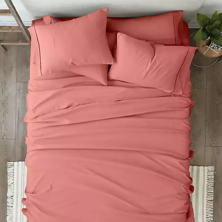 Kirklands Home Clay Solid 6-pc. Twin Sheet Set Orange Outlet