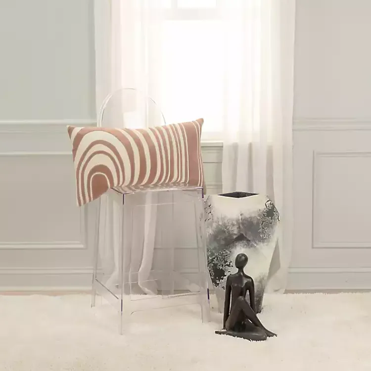 Pillows>Kirklands Home Cocoa and Natural Wave Lumbar Pillow
