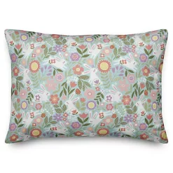 Easter Decorations>Kirklands Home Colorful Floral Bunnies Lumbar Pillow Multi