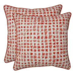 Kirklands Home Coral Checkered Outdoor Pillows, Set of 2 Clearance