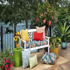 Kirklands Home Coral Checkered Outdoor Pillows, Set of 2 Clearance