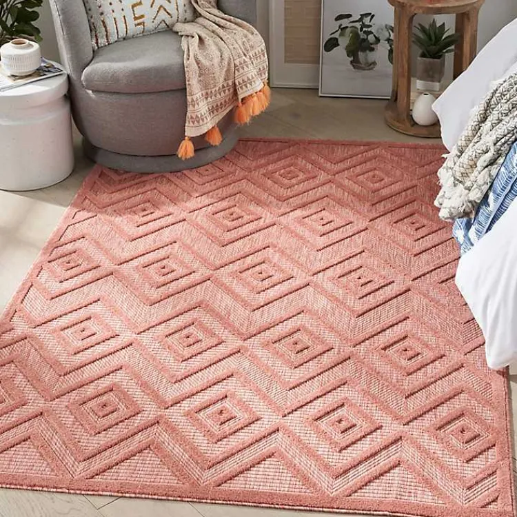 Kirklands Home Coral Diamond Indoor/Outdoor Area Rug, 4x6 Orange Clearance