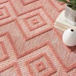 Kirklands Home Coral Diamond Indoor/Outdoor Area Rug, 4x6 Orange Clearance