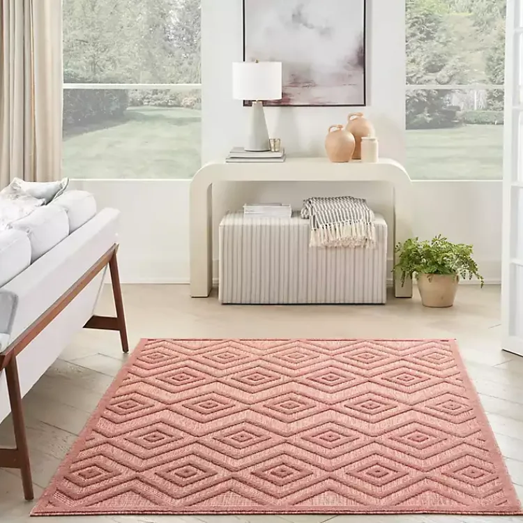 Kirklands Home Coral Diamond Indoor/Outdoor Area Rug, 4x6 Orange Clearance