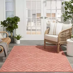 Kirklands Home Coral Diamond Indoor/Outdoor Area Rug, 5x7 Orange Clearance
