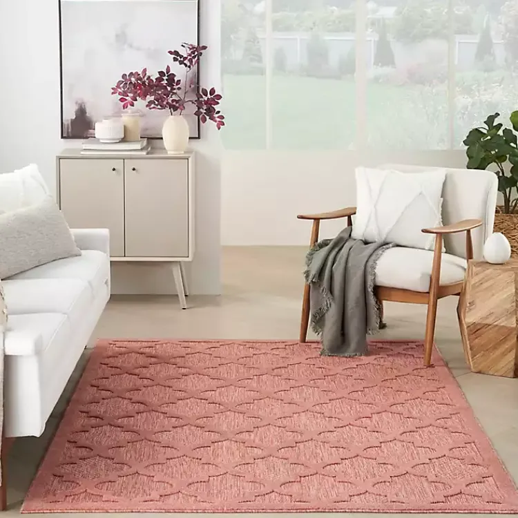 Kirklands Home Coral Trellis Indoor/Outdoor Area Rug, 6x9 Pink Best